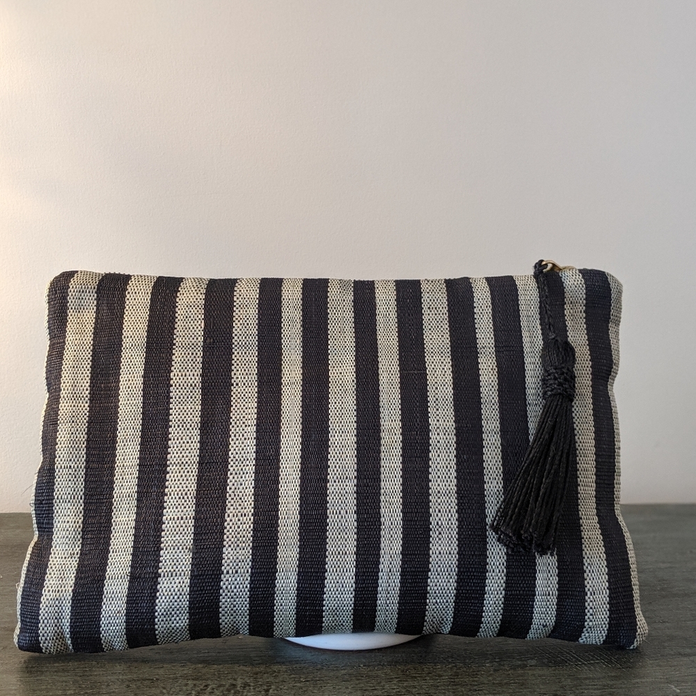 Blank and Gray Stripped Clutch